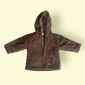 *Berne Infant/Toddler Jacket Size 12 Month Canvas Chore Lined Hooded Coat Brown
